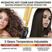 USTAR Hot Comb Hair Straightener, Electric Heating Comb, Portable Travel Anti-Scald Beard Straightener Press Comb, Ceramic Comb Security Portable Curling Iron Heated Brush