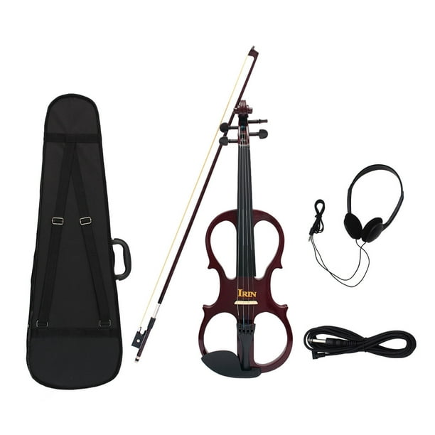 4/4 Bois Érable Violon Électrique Violon Instrument à Cordes avec Accessoires en Ébène Cas Câble Casque pour les Amateurs de Musique Débutants