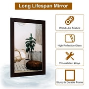 Moclever Wall Mount Mirror 11.8x15.7in Wood Like Frame Rectangle Modern Hanging Mirror for Bathroom Bedroom Living Room, Red