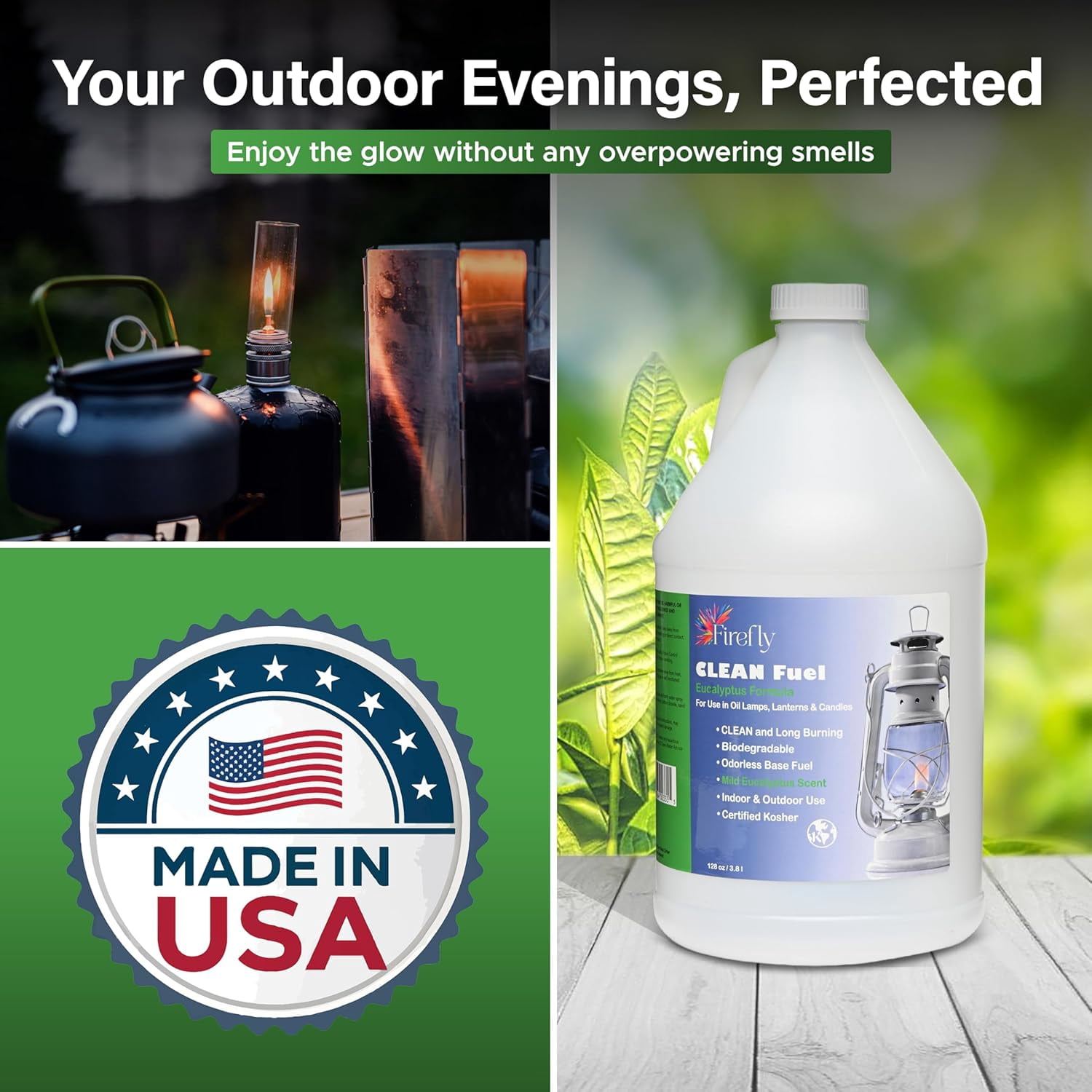 Firefly Fuel Eucalyptus Clean Fuel Lamp Oil - Smokeless and Odorless - 1 gal