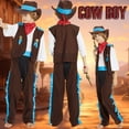 thumbnail image 2 of Toddler Boys Casual Outfit Sets Kids Solid Color West Cowboy Cow Fancy Dress With Bandana Vest Hat Daily-Wear,Brown,L, 2 of 7