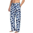 thumbnail image 2 of Uemuo Blue Ink Flowers Pattern Men's Wide Leg Palazzo Lounge Pants with Pockets Light Weight Loose Comfy Casual Pajama Pants-XX-Large, 2 of 9