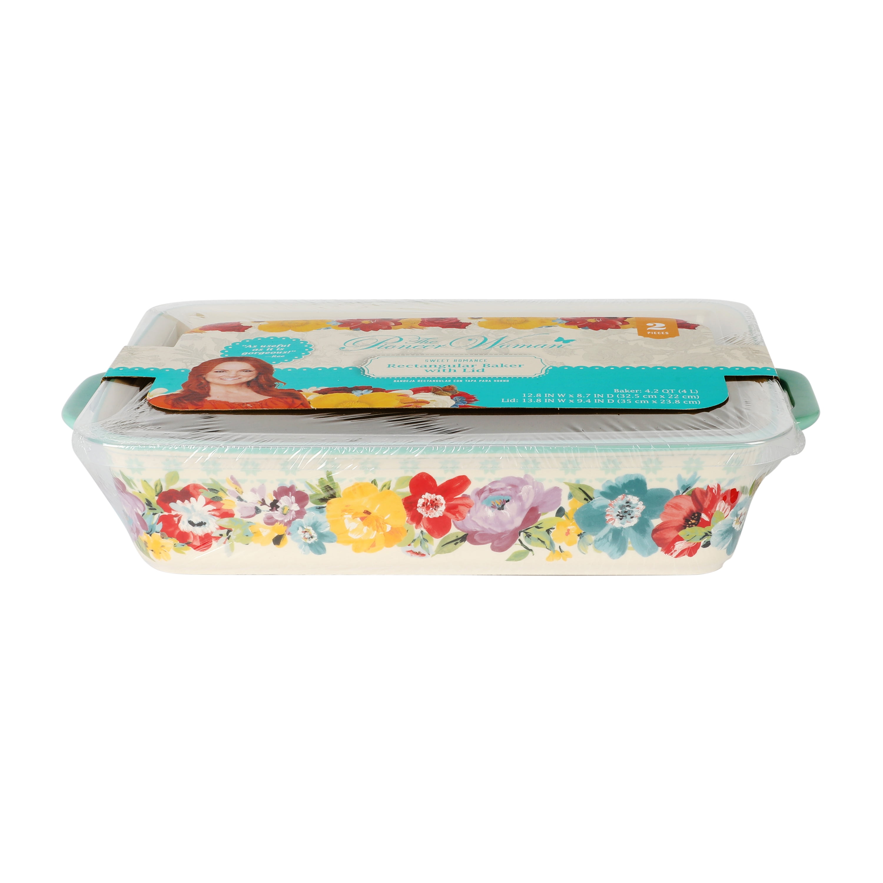 The Pioneer Woman Sweet Romance 4.2-Quart Rectangular Ceramic Baker with Lid