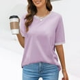 thumbnail image 2 of EDFBUYKRS Women's Plus Tops for Women 2026 Casual Womens Summer Tops Short Sleeve Striped Color Block Shirts Crewneck Loose Casual Tee Tops M, 2 of 9