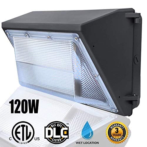 ,Commercial And Industrial Outdoor Wall Pack Lighting 500~600W HPS/HID Bulb Replacement Waterproof LED Flood Light LED Wall Pack Lights 120W,（5000K Daylight Wall Pack
