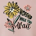thumbnail image 6 of Wild Bobby Worship While You Wait Sunflower Pink and Yellow Inspirational/Christian Unisex Crewneck Sweatshirt, Blush Pink, Small, 6 of 6