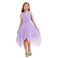 thumbnail image 3 of iiniim Girls V Neck Sleeveless Princess Asymmetric High-Low Pleated Dress Lavender 8, 3 of 7