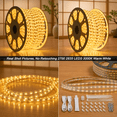 Wled Rope Light Warm White 150ft Flat Outdoor LED Rope Lights, Cuttable Connectable ...