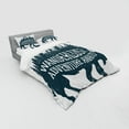 thumbnail image 3 of Adventure Duvet Cover Set, Hand Drawn Buffalo Wanderlust Lettering Forest and Moon Journey Theme, Bedding Set with Shams and Fitted Sheet, 3 Sizes, by Ambesonne, 3 of 3