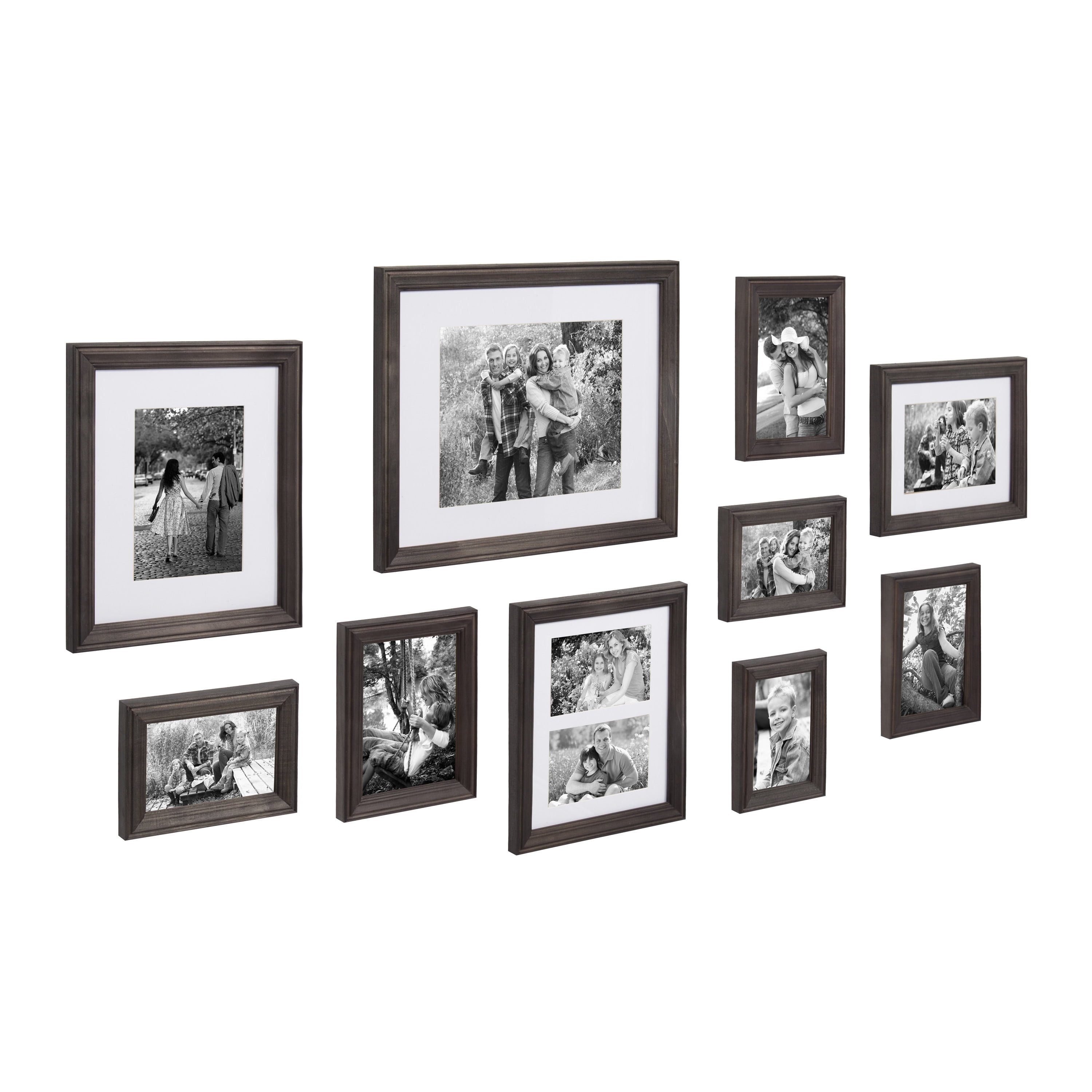 Kate and Laurel Bordeaux Gallery Wall Kit, Set of 10 with Assorted Size Frames with Charcoal Gray Finish