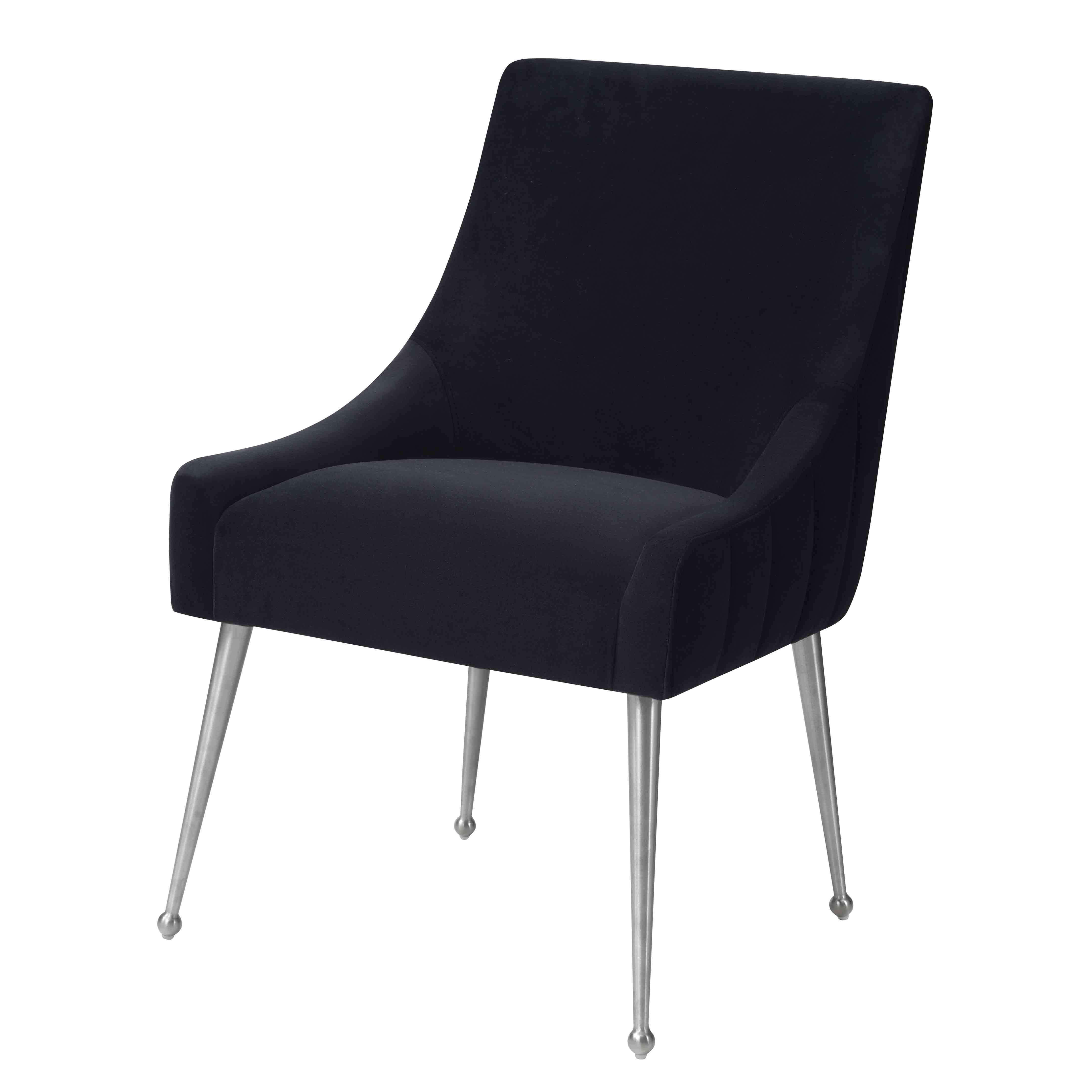 MEXIYA Irina Dining Chair Modern Black Easy Clean Velvet Upholstered