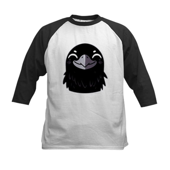 CafePress - Cartoon Raven Smiling Kids Baseball T Shirt - Kids Cotton Baseball Jersey, 3/4 Sleeve Shirt