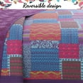 thumbnail image 2 of Cozy Line Home Fashions Aldiana 3-Piece Purple Patchwork Reversible Cotton Quilt Bedding Set, Queen, 2 of 5