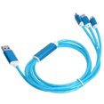 thumbnail image 4 of Cable de carga USB 3 en 1 con luz LED para iOS, tipo C y puerto micro, color azul, 4 of 5