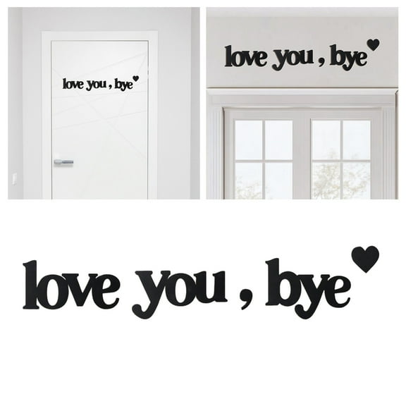 Love You Bye Sign Above Door Wooden Door Topper Decoration, 2025 New Love You Bye Sign for Door Frame Corner Wall Décor Home Art Gift, Hallway Entryway Decorations Express Loves and Warm, Black