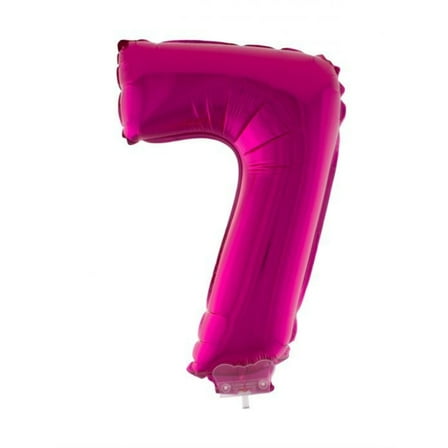 Balloon-Foil on Stick-Number 7-16" Pink
