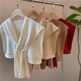 thumbnail image 3 of Cross Shawl, New Fall Shoulders, Solid Color Knit Outer Wear, Thin Style,Beige, 3 of 6