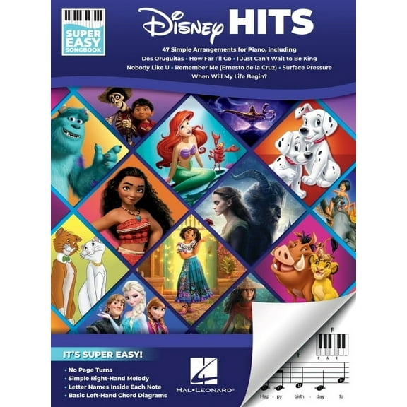 Disney Hits - Super Easy Songbook: 47 Simple Arrangements for Piano with Lyrics, (Paperback)