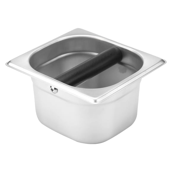Coffee Knock Box Contenedor de basura para café expreso, de acero inoxidable, contenedor integrado para café molido, 6,3 x 6,89 x 3,7 pulgadas (cuadrado)