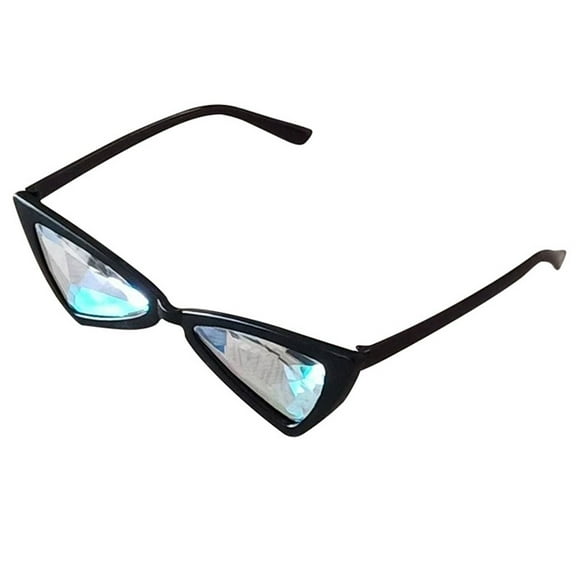 Brandonz 1 Pc Cat Eye Sunglasses Creative Polygonal Surface Eyeglasses Anti-UV Glasses Eyewear for Female Male (Black)