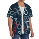 thumbnail image 2 of Fotbe Navy Blue Geometric Camisa Estampada de Manga Corta para Hombre, Casual de Verano, Estilo Playero, Sin Arrugas-Medium, 2 of 5