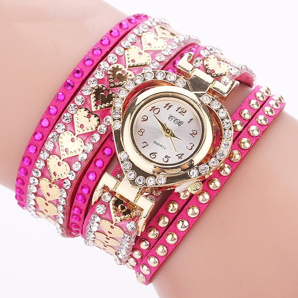 Decoraciones para fiestas, adornos para fiestas, accesorios para fiestas Pulsera con diamantes y reloj con bucle para mujer Mira la pulsera