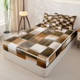 thumbnail image 2 of Homewish Watercolor Checkered Zipper Twin Comforter Sets with Fitted Sheet and 2 Pillowcases,Vintage Aesthetic Zipper Bedding Set,Brown,Black Reversible,4pcs, 2 of 8