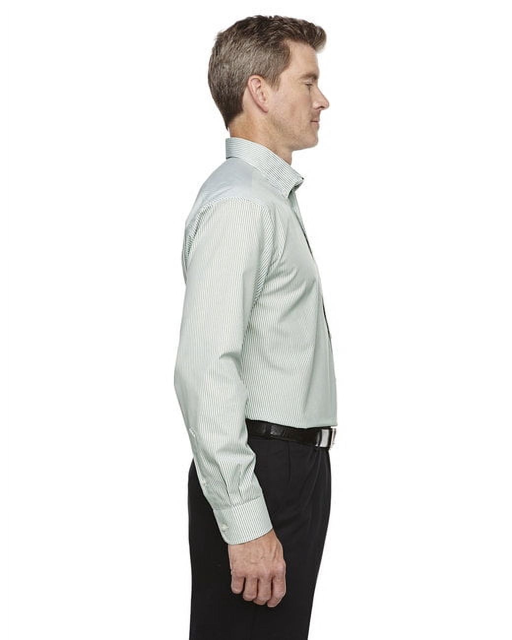 Devon & Jones Men's Crown Collection Banker Stripe Shirt - Navy, X-Large, Non-Iron, Classic Fit