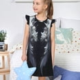 thumbnail image 4 of Fotbe Elegant Feathered Floral Wings Vestido de Dormir para Niñas de 3 a 10 Años, Mangas Cortas, Estilo Princesa, Pijama Camisón con Mangas Voladas-XX-Large, 4 of 6