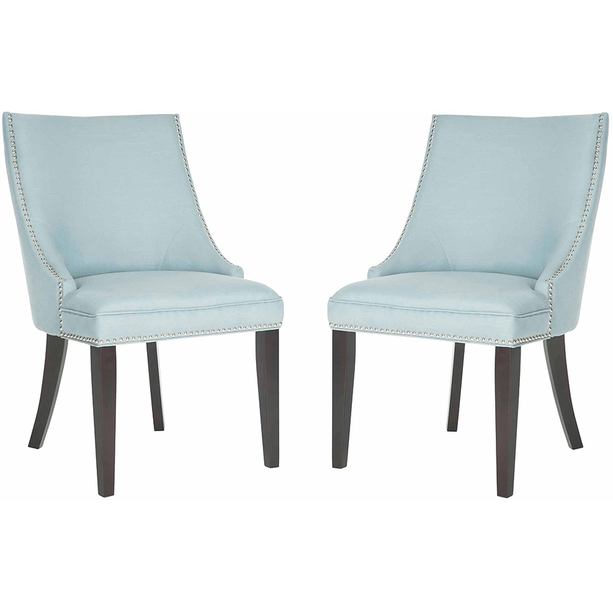 SAFAVIEH Afton 20''H Side Chair, Light Blue/Silver Nail, Set of 2,