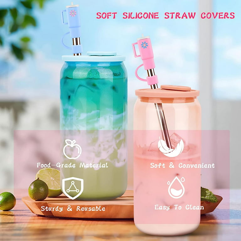 6PCS Christmas Straw Cover Cap for Stanley Cup Silicone Straw Topper for  Stanley Tumbler with Handle 10mm Drinking Straw