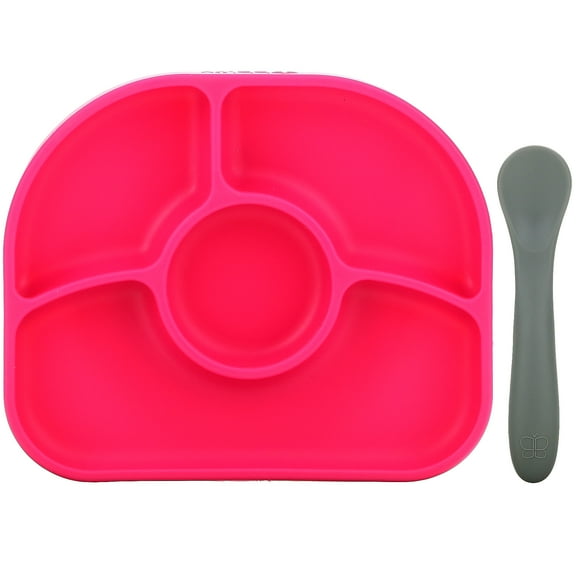 bblüv - Yümi ‒ Plate and Spoon Set, Silicone, Pink