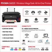 Canon MegaTank PIXMA G6020 All-In-One, Wireless Color Inkjet Printer for Home Office Use