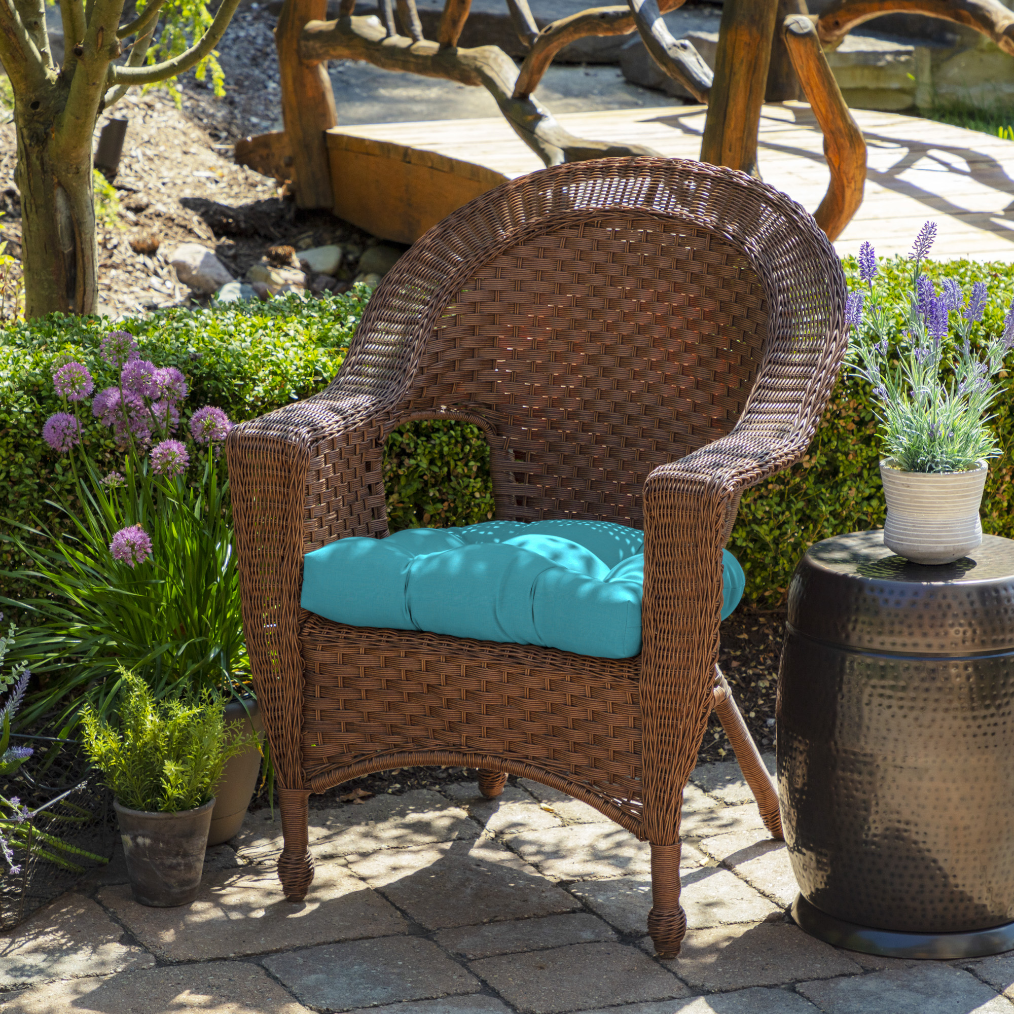 ARDEN Outdoor Wicker Chair Cushion, 20 x 18, Pool Blue Leala