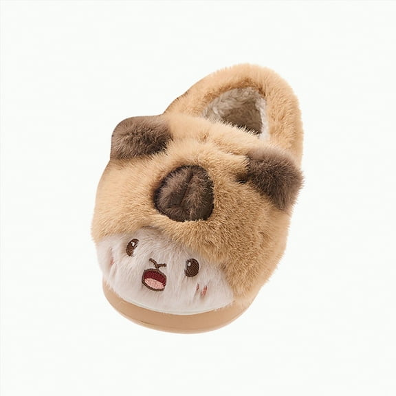 Ccpelsie Comfort Toddler Slippers Lightweight Little Kids Indoor Non Slip Grip Around The House Home Shoes for Boys Girls(Khaki,12)