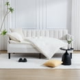 thumbnail image 4 of Miniyam Twin Size Ivory Boucle Upholstered Daybed for Bedroom Living Room,Twin Daybed Frame with Wood Slat Support,No Spring Box Need, 4 of 10