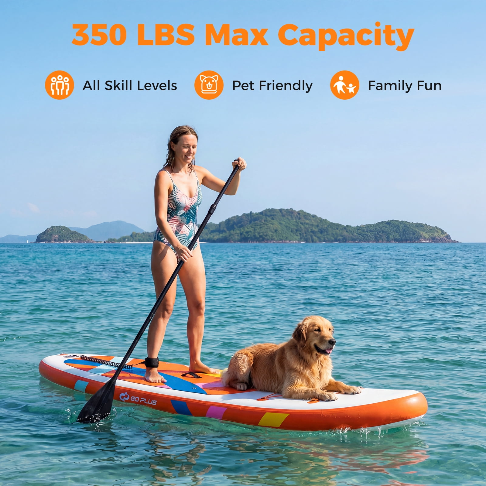 Costway 11’ Wide Inflatable Stand Up Paddle Board , Stable SUP for Adults and Youth Orange+White
