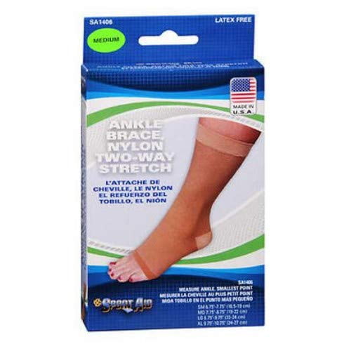 Sportaid Orthèse de Cheville, Nylon Extensible Bidirectionnel, Couleur Beige, Taille : Moyen - 1 Pce