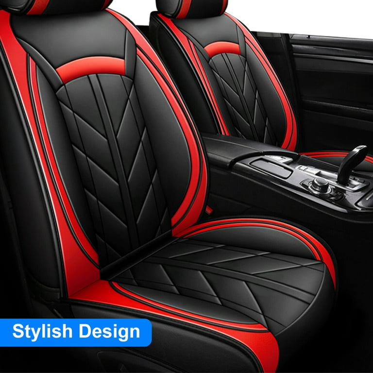 Black+Green PU Leather 5-Seats Car Cushions Seat Cover Pad Front