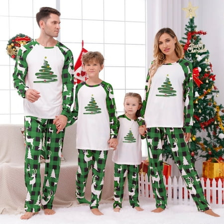 

Plus Size Family Christmas Matching Pajamas Set Cartoon Deer Plaid Sleepwear Loungewear Christmas Pajamas For Men Women Kid Baby Guvpev Baby 12 Months