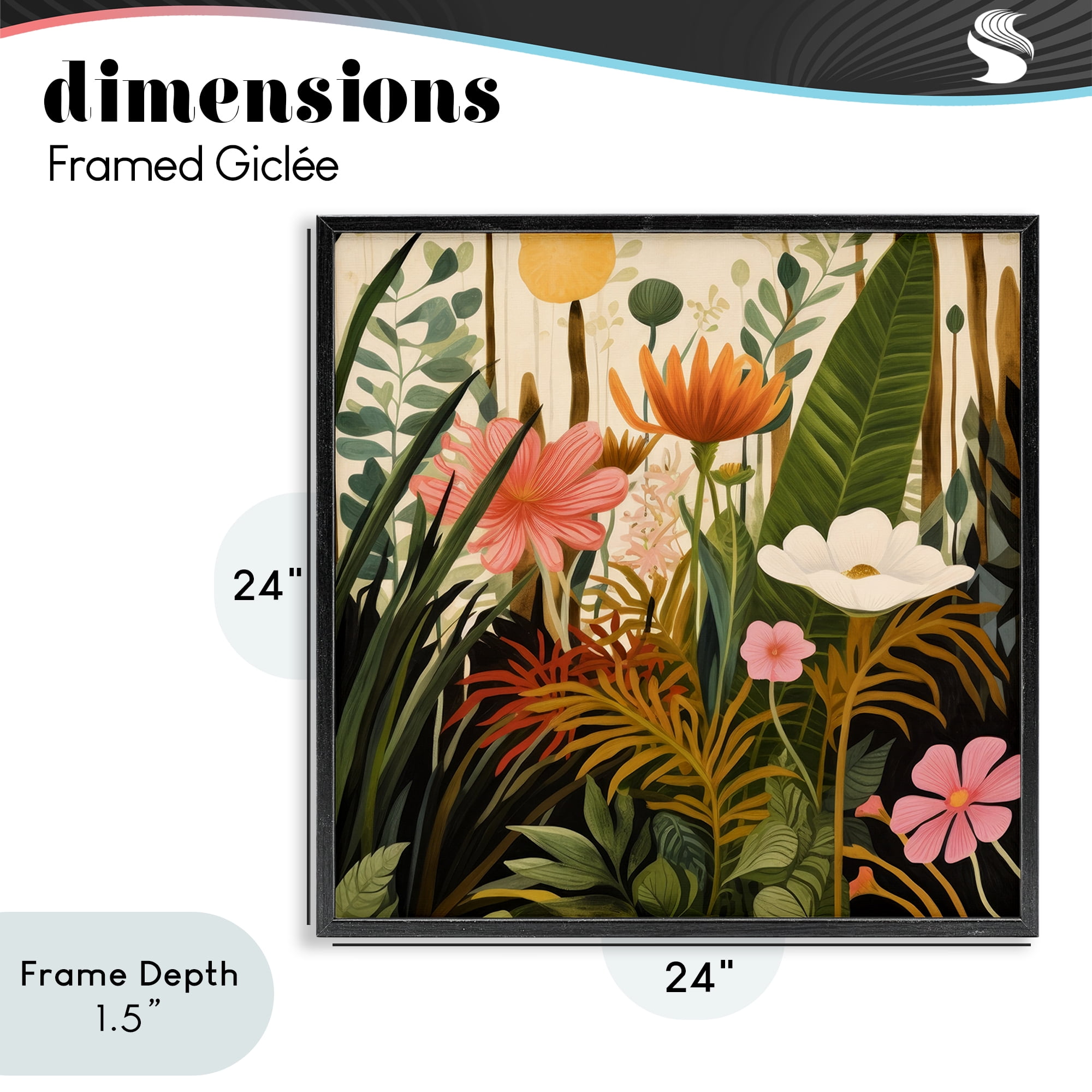 Stupell Industries Botanical Embrace in the Jungle Black Framed Giclee Art, design by Lazar Studio