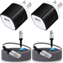 USB Charger Block,FiveBox 2pcs 1A USB Wall Charger Block with 2pcs Nylon Android Type C Charger Cable USB C Charging Cable 10ft USB Brick Phone Charger Adapter Charger Box Fast Charging Block,Black