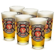 Fire 16 oz. Pint Glass Fire Honor Courage Sacrifice 343 Badge (Set of 6) by Erazor Bits