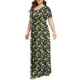 thumbnail image 6 of Patlollav Womens Plus Size Dresses Printed Short Sleeve Round Neck Pleated Pocket Ankle Length Dress, 6 of 6