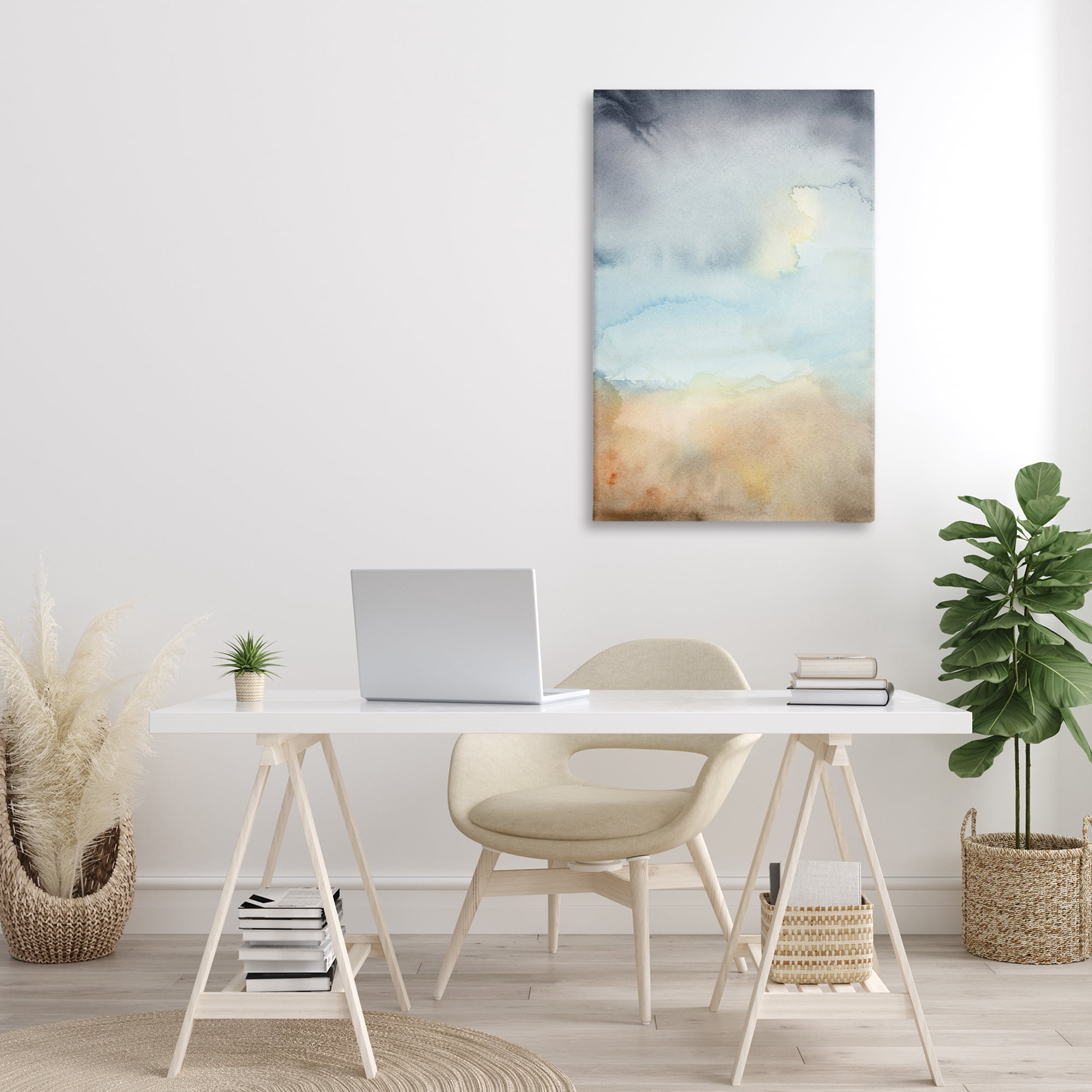 Stupell Industries Soft Fluid Landscape Abstract Painting Gallery Wrapped Canvas Art Print Wall Art, 24 x 36