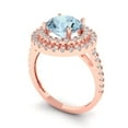 thumbnail image 2 of 2.6 ctw with Simulated Diamond Halo Accents Anniversary Ring for Women | Round Cut Natural Swiss Blue Topaz | Hyperallergenic Solid 14K Rose Gold, 2 of 5