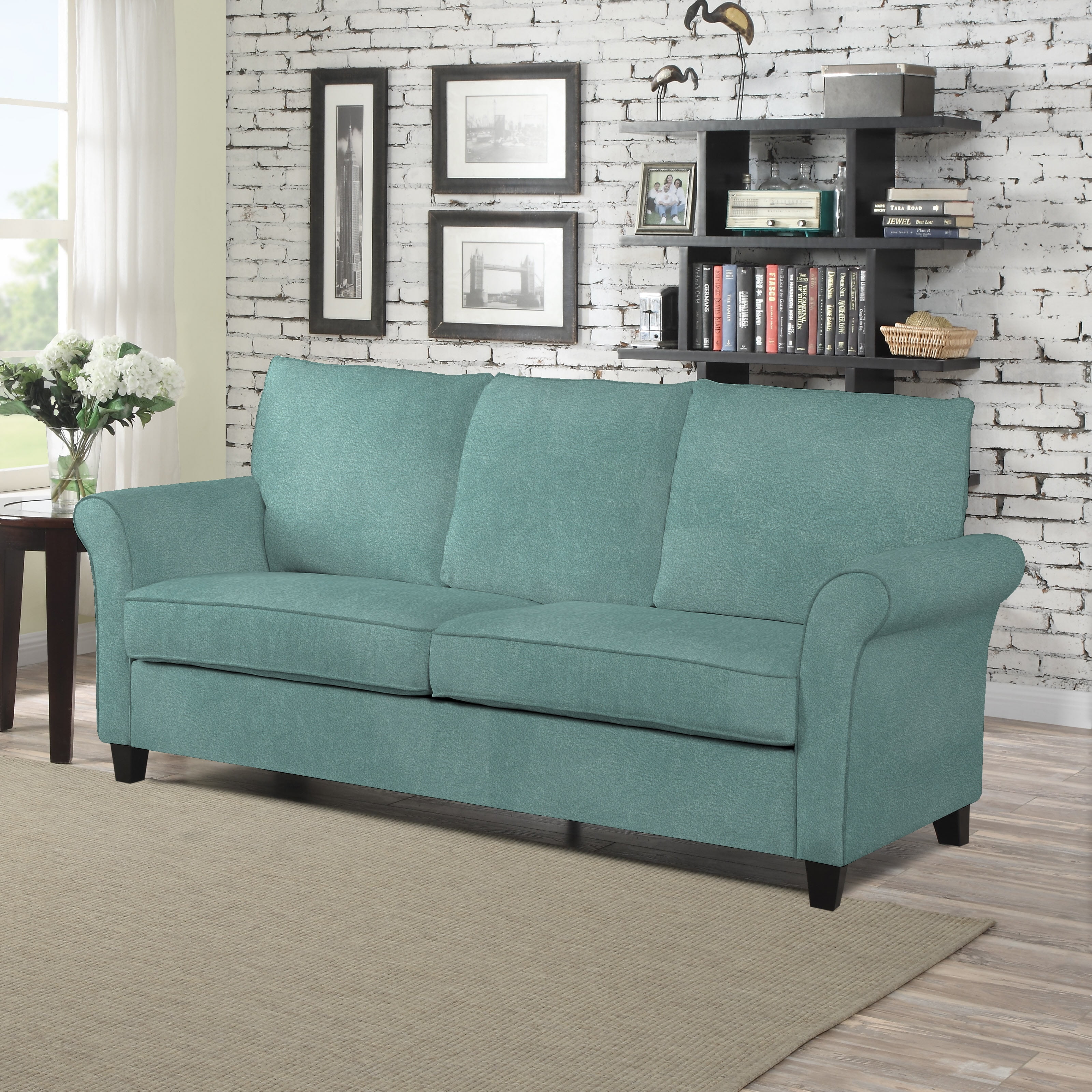 PORTFOLIO Clay Alder Home Pope Street Turquoise Velvet SoFast Sofa