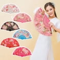 thumbnail image 2 of Kripyery Vintage Lace Folding Fan Peony Flower Pattern Portable Handheld Chinese Dance Fan Summer Hand for Dance Photography And Events, 2 of 8