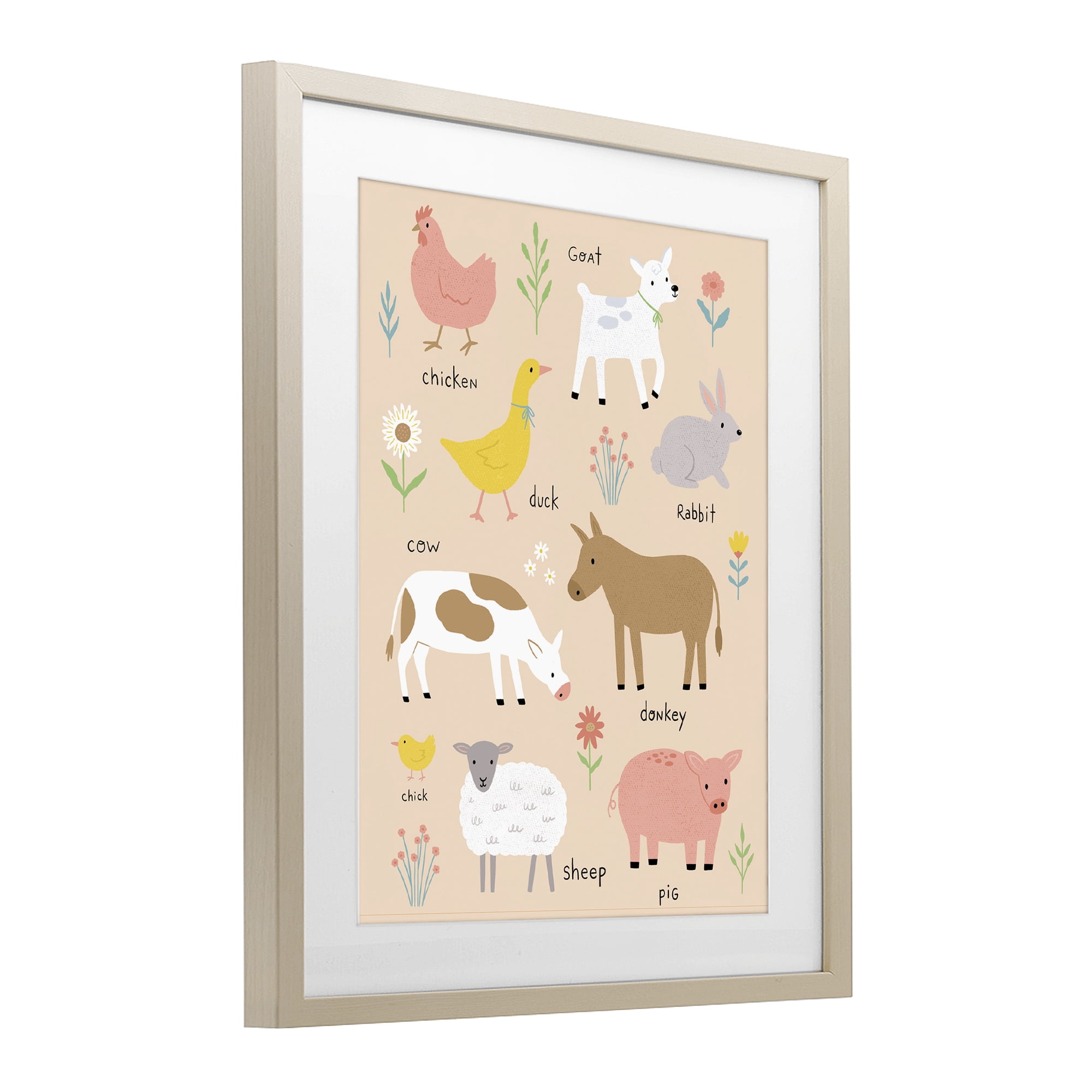 Stupell Industries Baby Farm Friends Birch Framed Print Under Glass, design by Nina Seven
