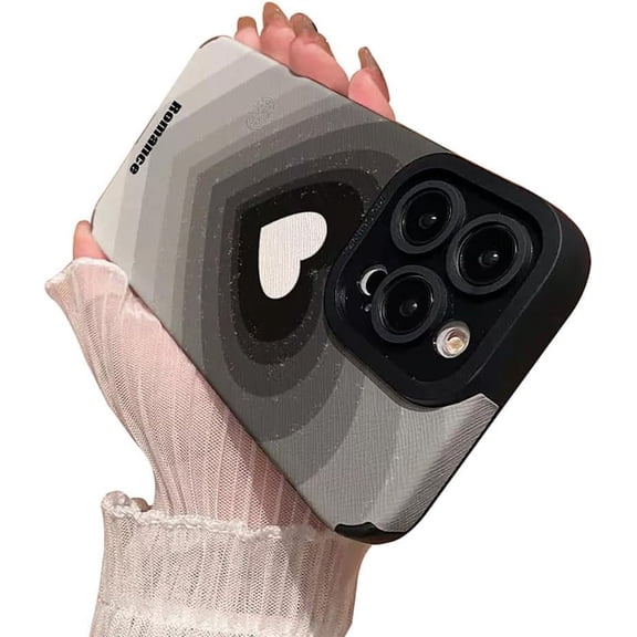 Love Heart Black and White Shockproof Silicone Case Compatible with iPhone Case (iPhone 11)